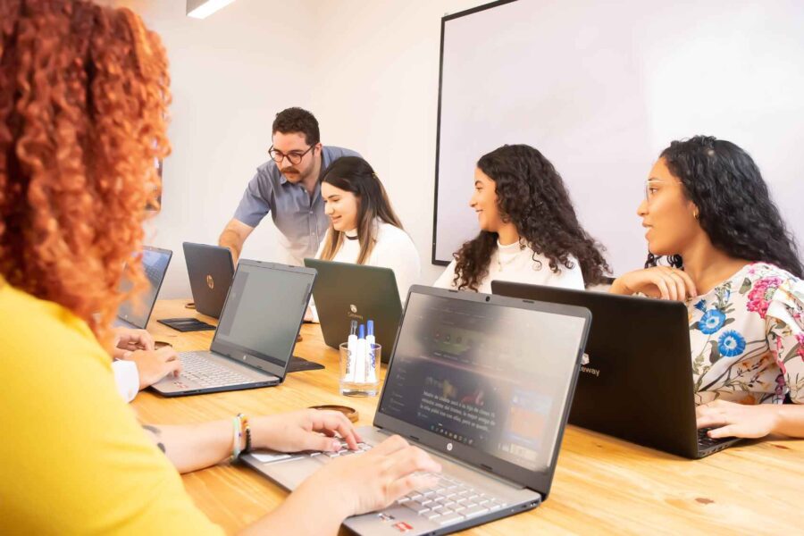 A group of freelancers working