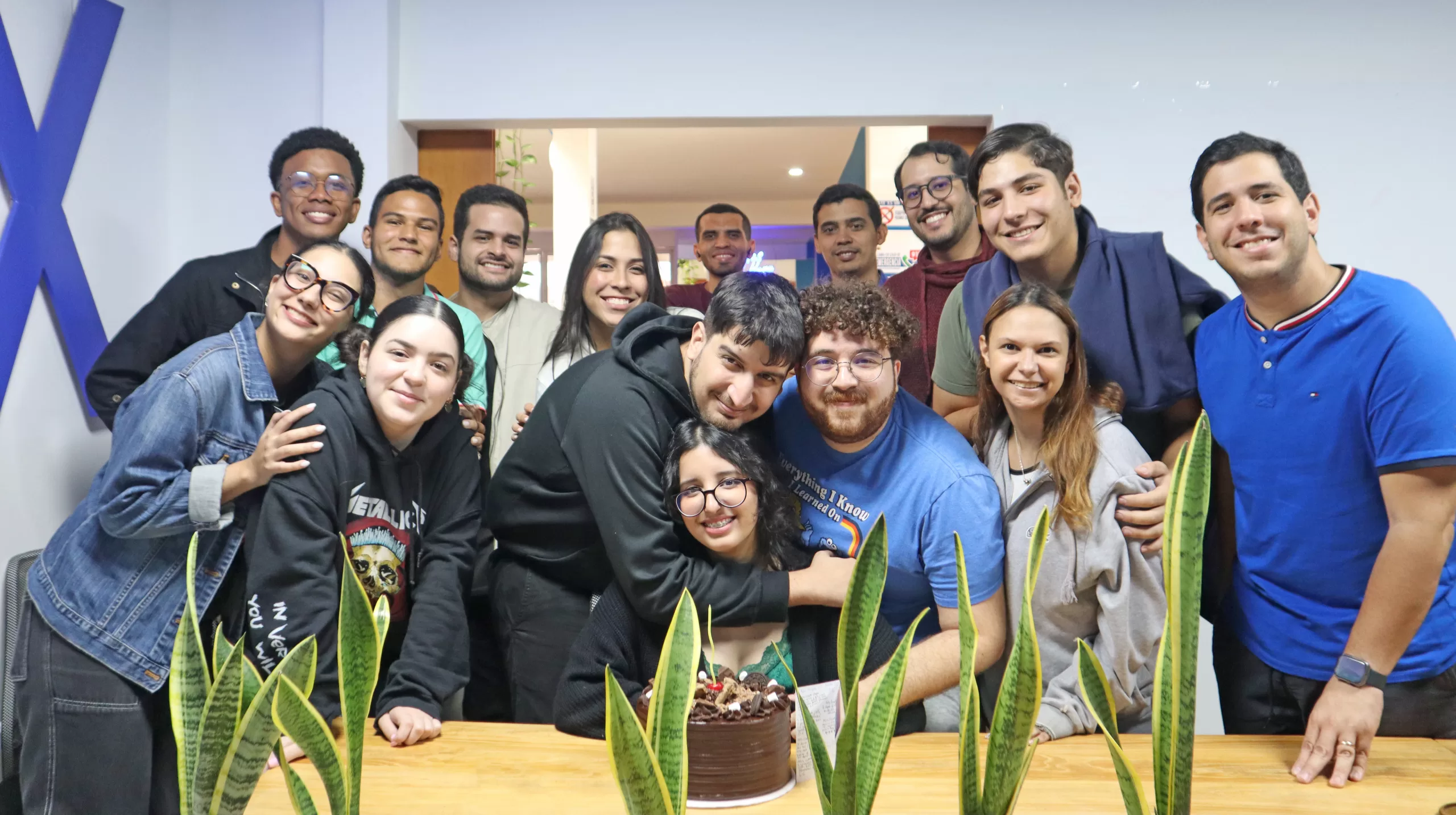 A group of freelancers celebrating a birthday