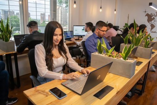 Group of freelancers at a coworking spaces