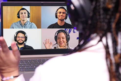 A group of freelancers in a virtual interview