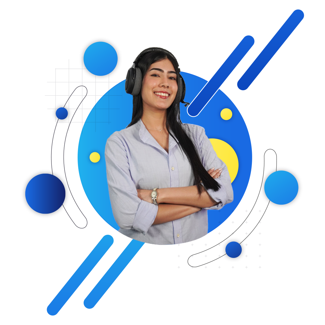 A freelancer smiling