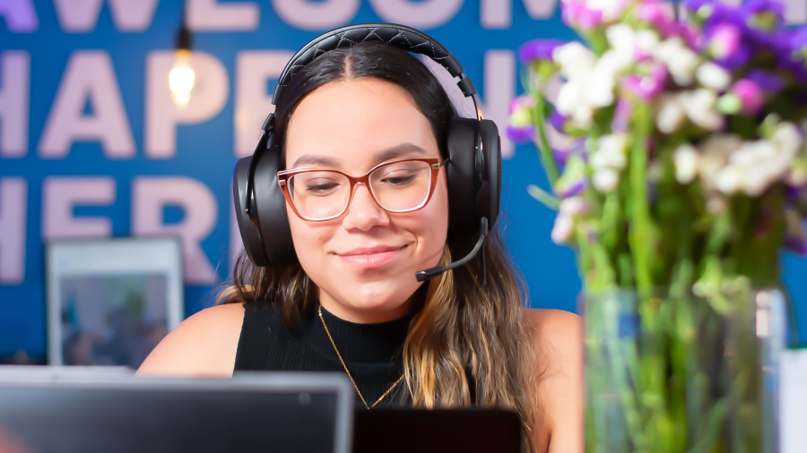 A freelancer working in customer service